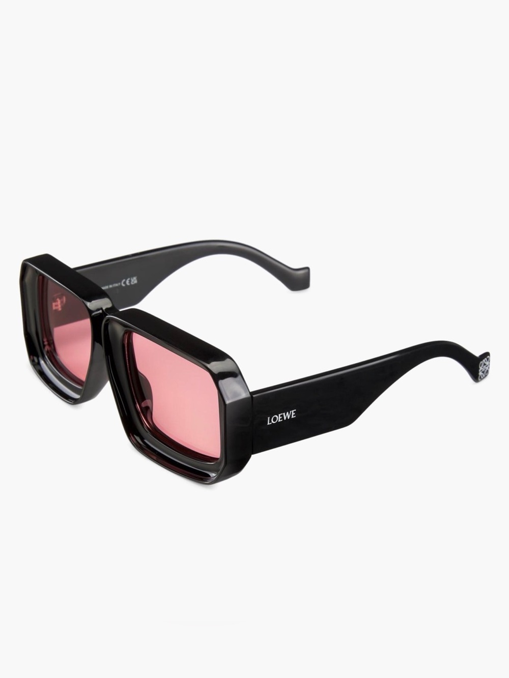 Loewe Black Acetate Sunglasses with Pink Lenses